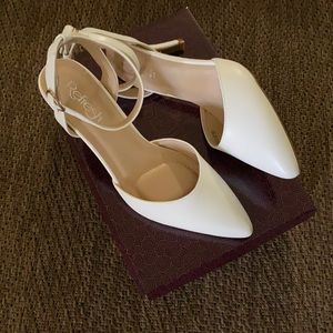 Womens White Strapped Pump Dress Shoes